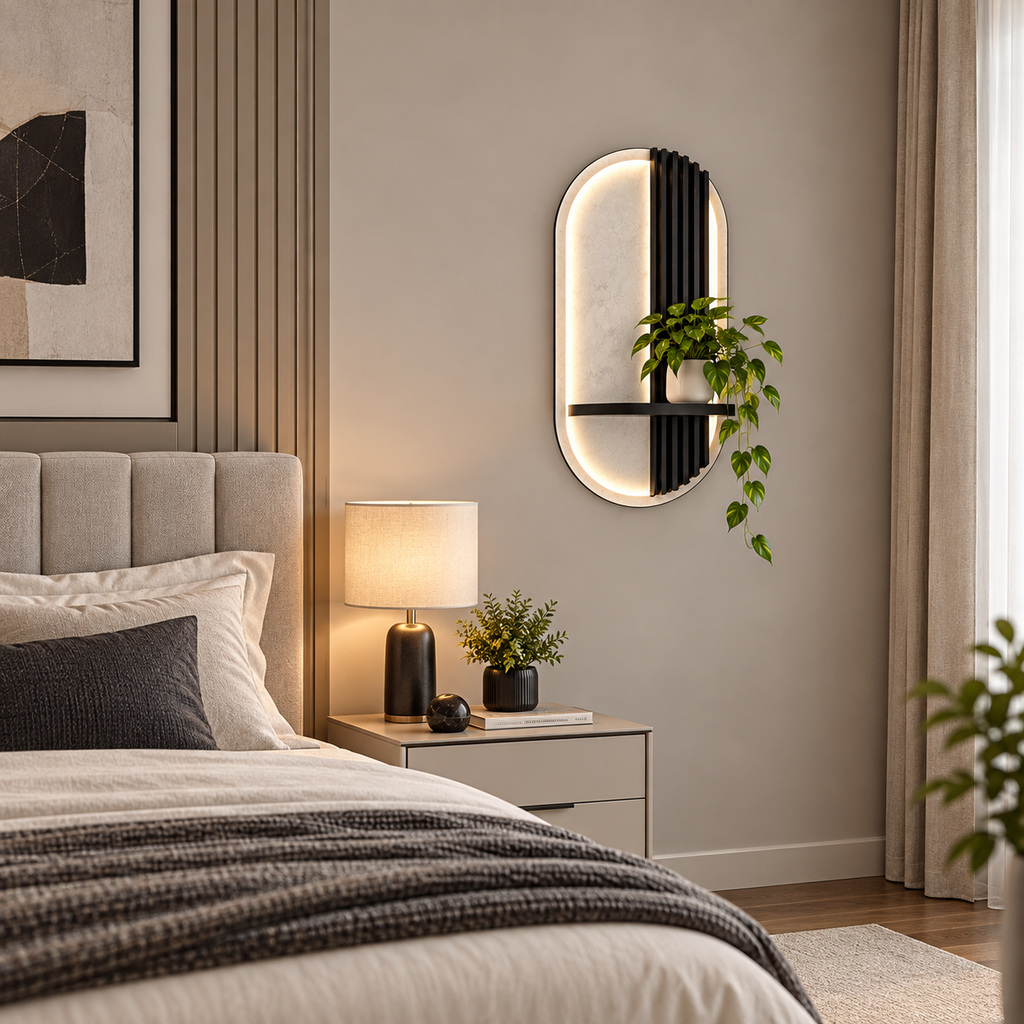 Modern LED Wall Shelf with Decorative Display