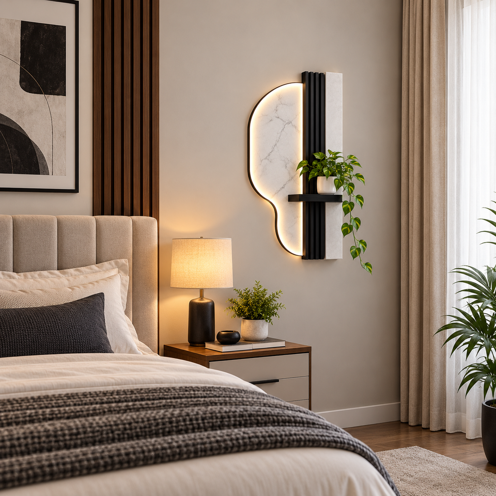 Modern LED Wall Shelf with Decorative Display