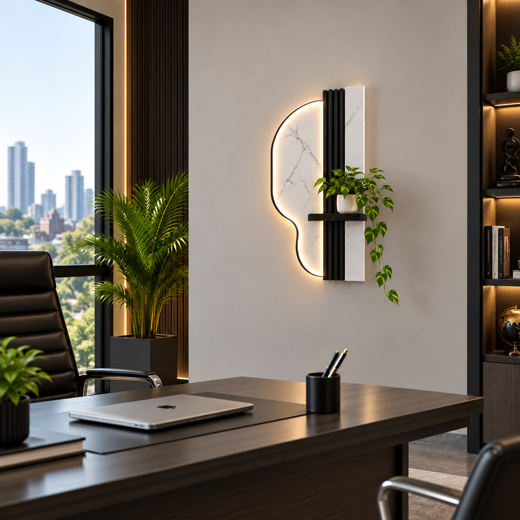 Modern LED Wall Shelf with Decorative Display