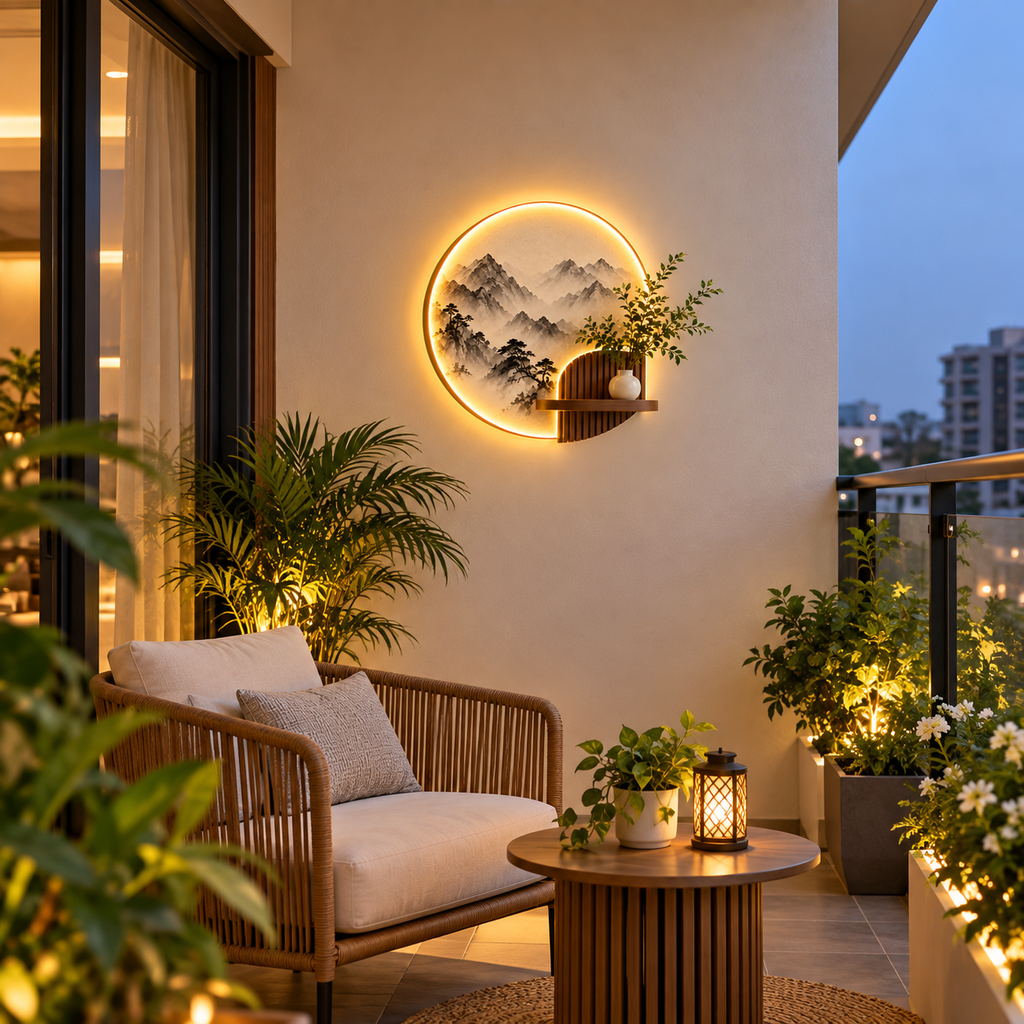 Modern LED Wall Shelf with Decorative Display