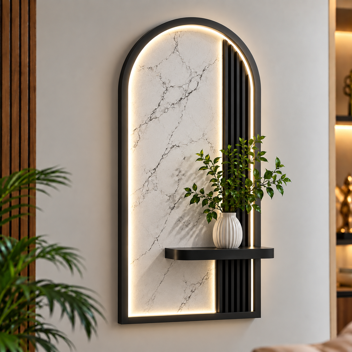 Modern LED Wall Shelf with Decorative Display