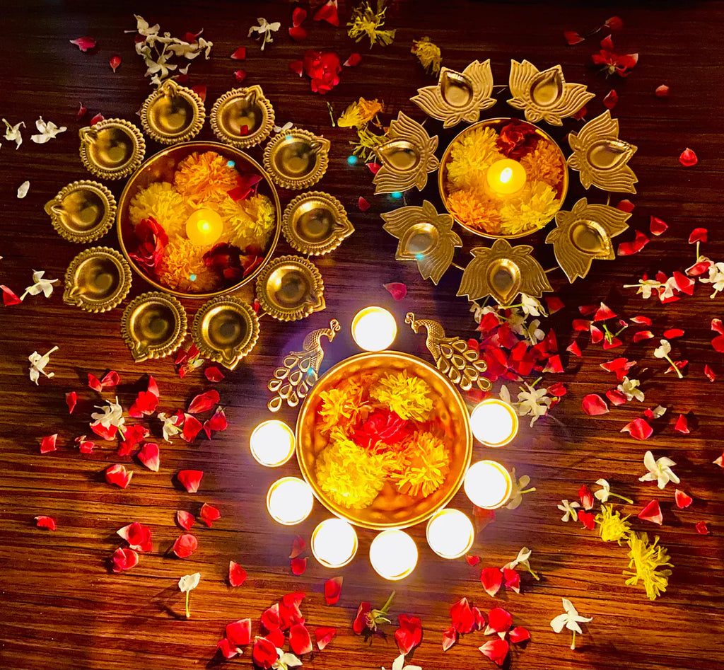 Metal Diya Urli Home,Office Table Decor Diwali Decoration Items for Home Set of 3