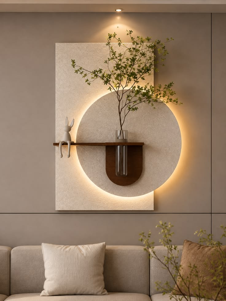 Modern Crescent LED Wall Shelf
