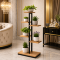 Shelf, Brown Wood with Black Metal Frame